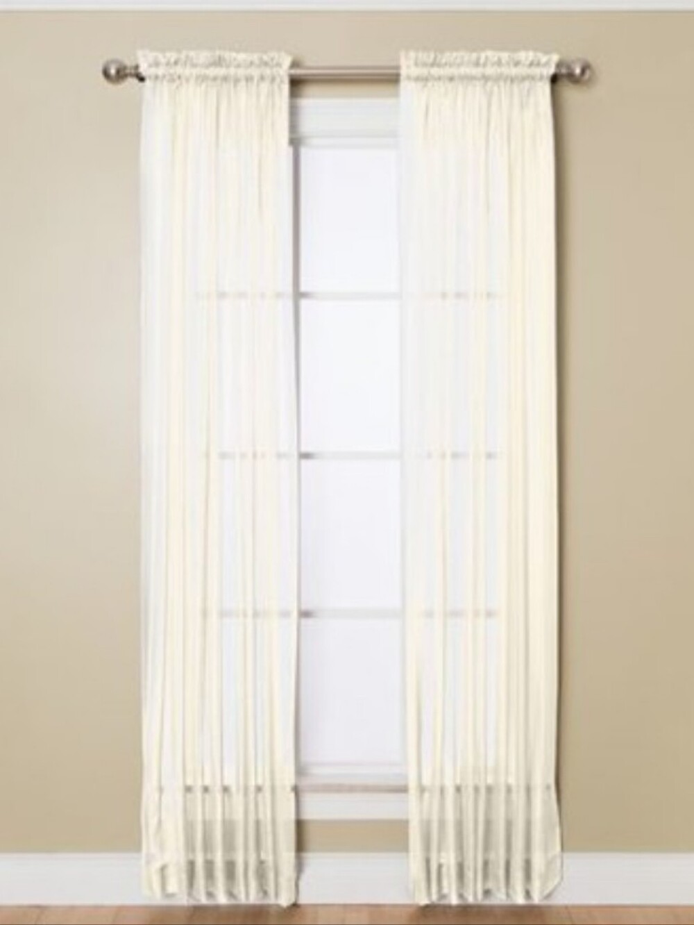 Corona Sheer Ivory Window Curtain Panels - Home Accents.. 2 Panels Bundled